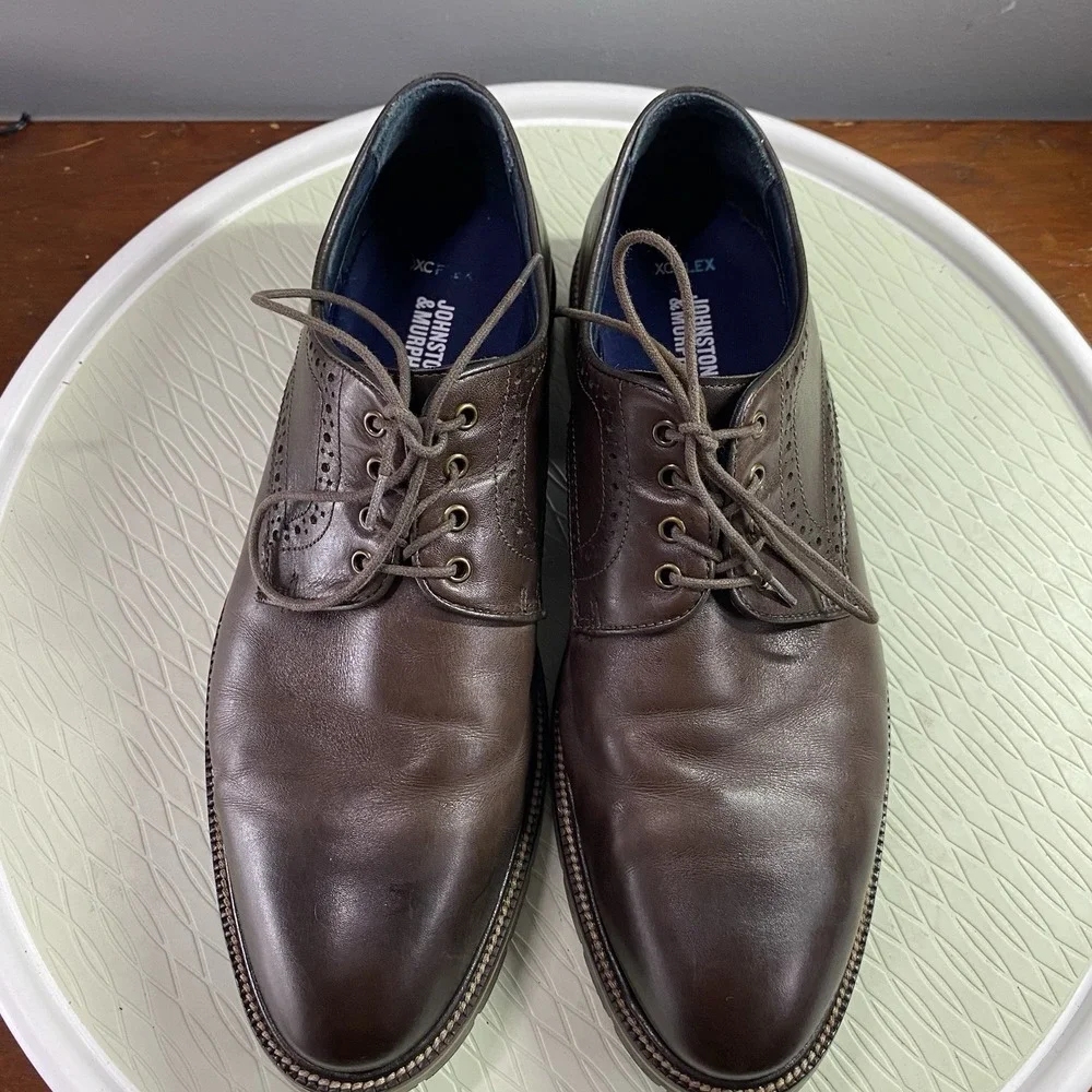 Men's‎ Johnston&Murphy Dark Brown Shoes Sz.10.5M Leather Lace Up PROM WEDDING